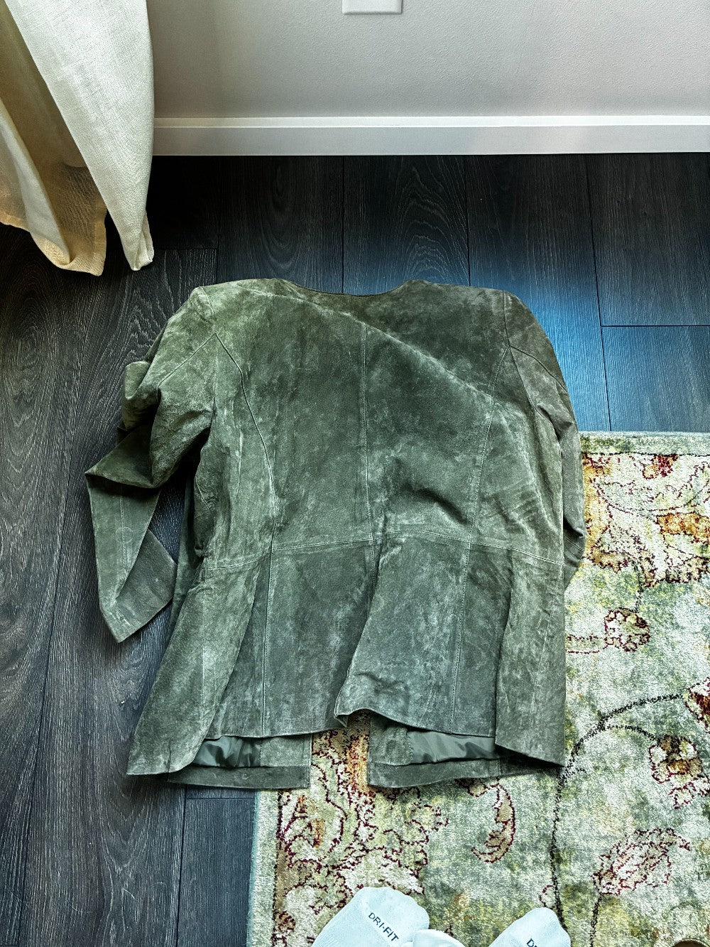 Vintage 90s Coldwater Creek Olive Green Suede Leather Jacket|7